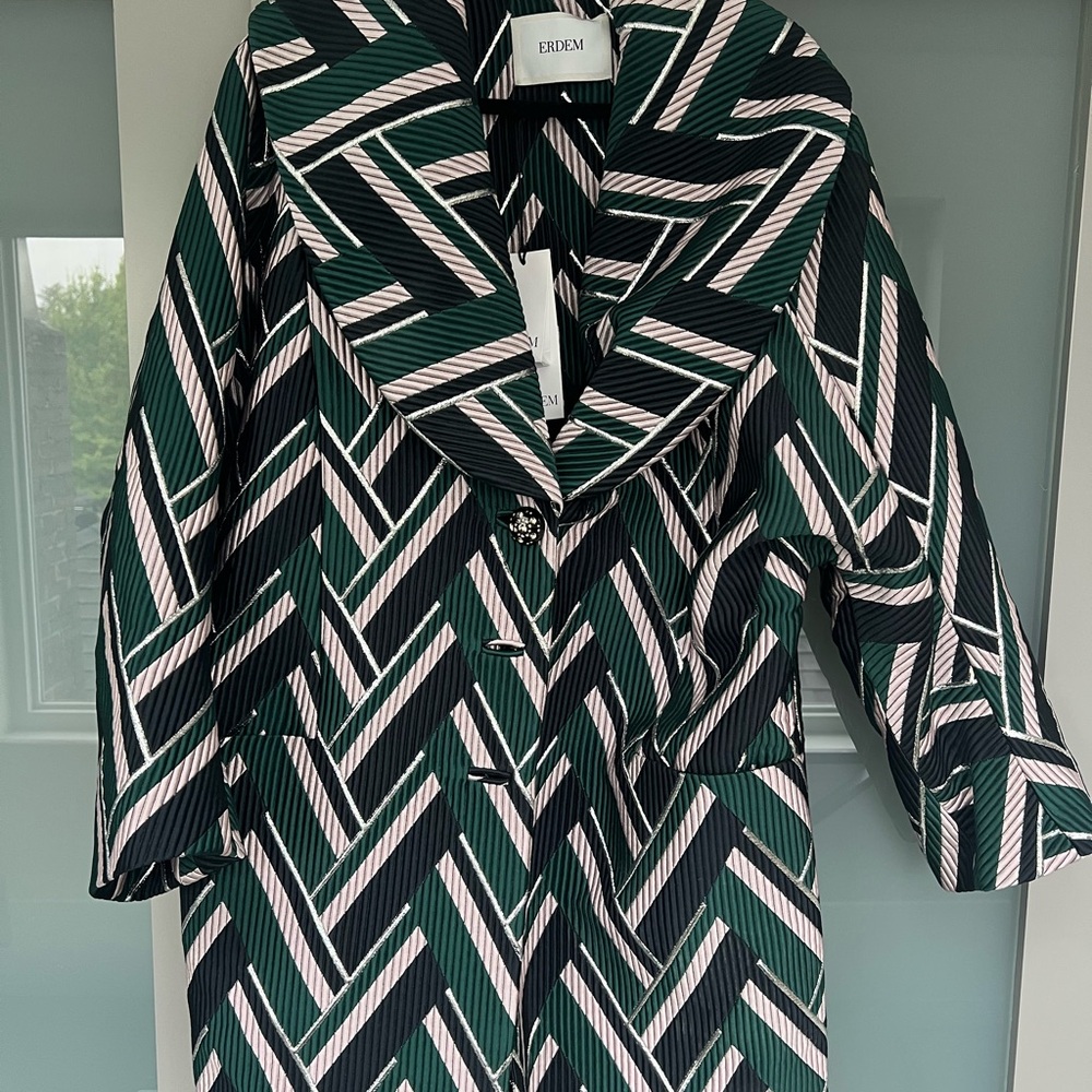 Erdem Green Chevron Women's Coat *new with tags